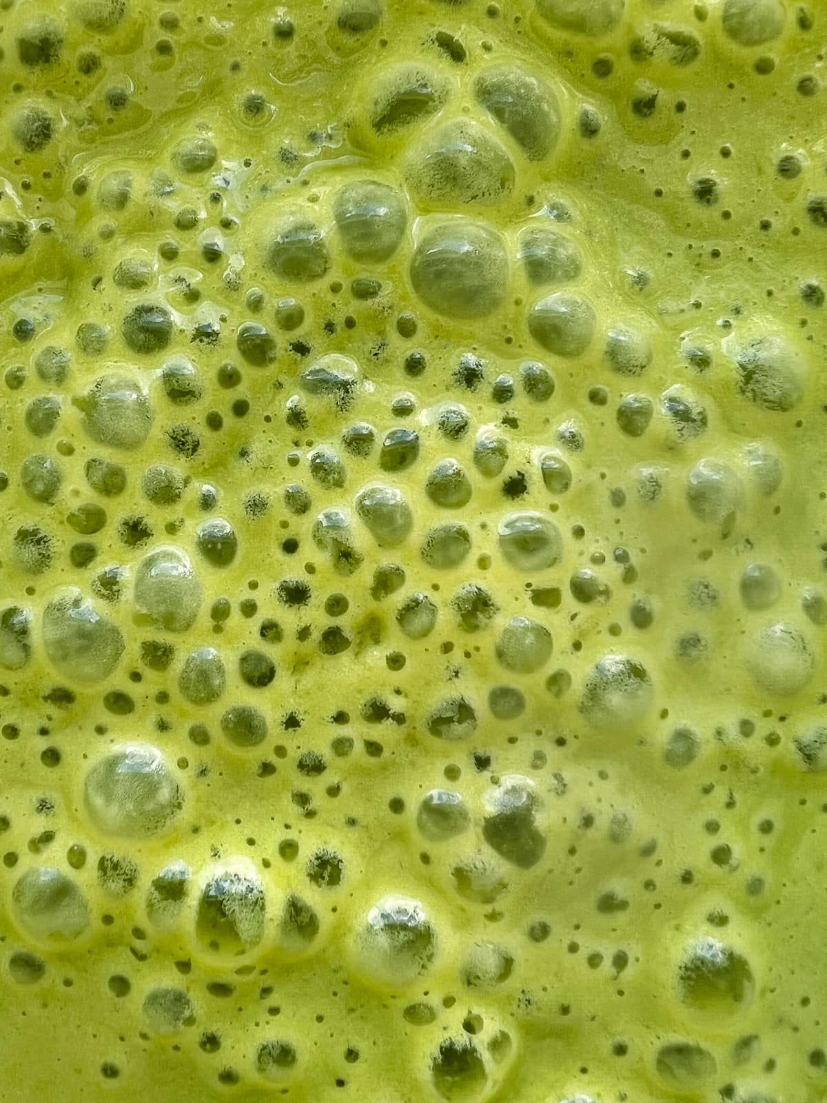 A close up image of a smoothie inside a blender.
