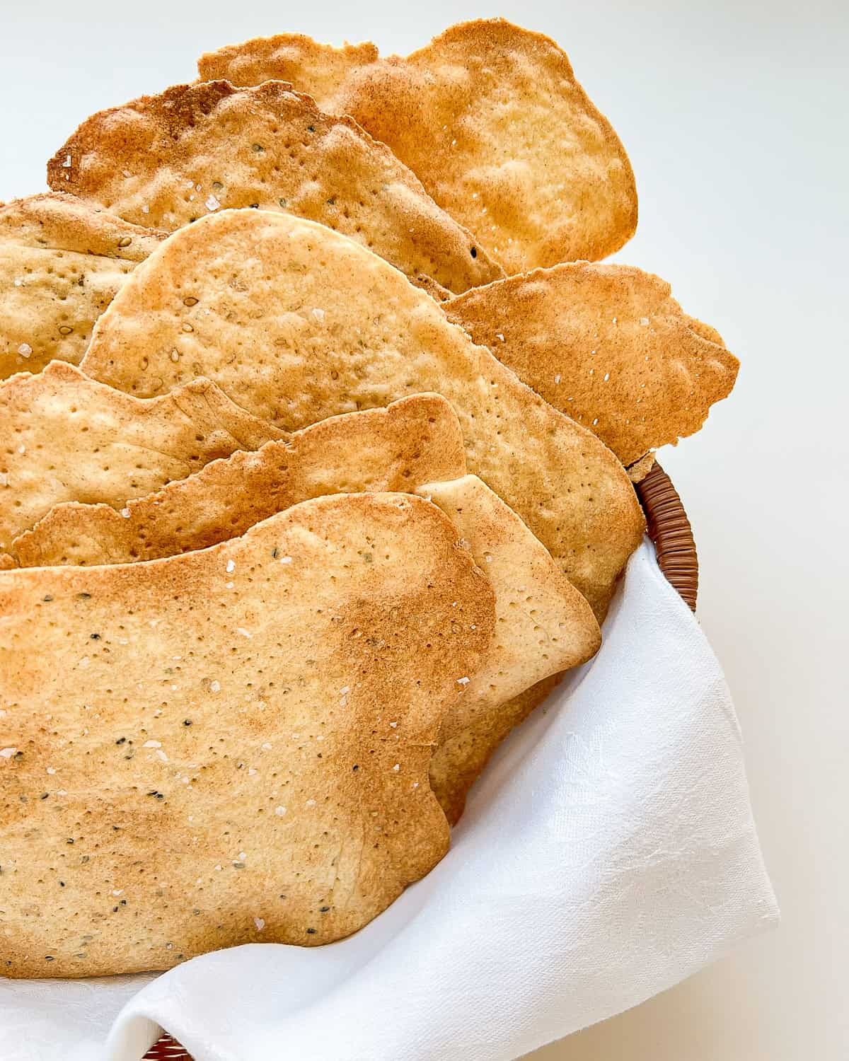 A basket of homemade matzo.