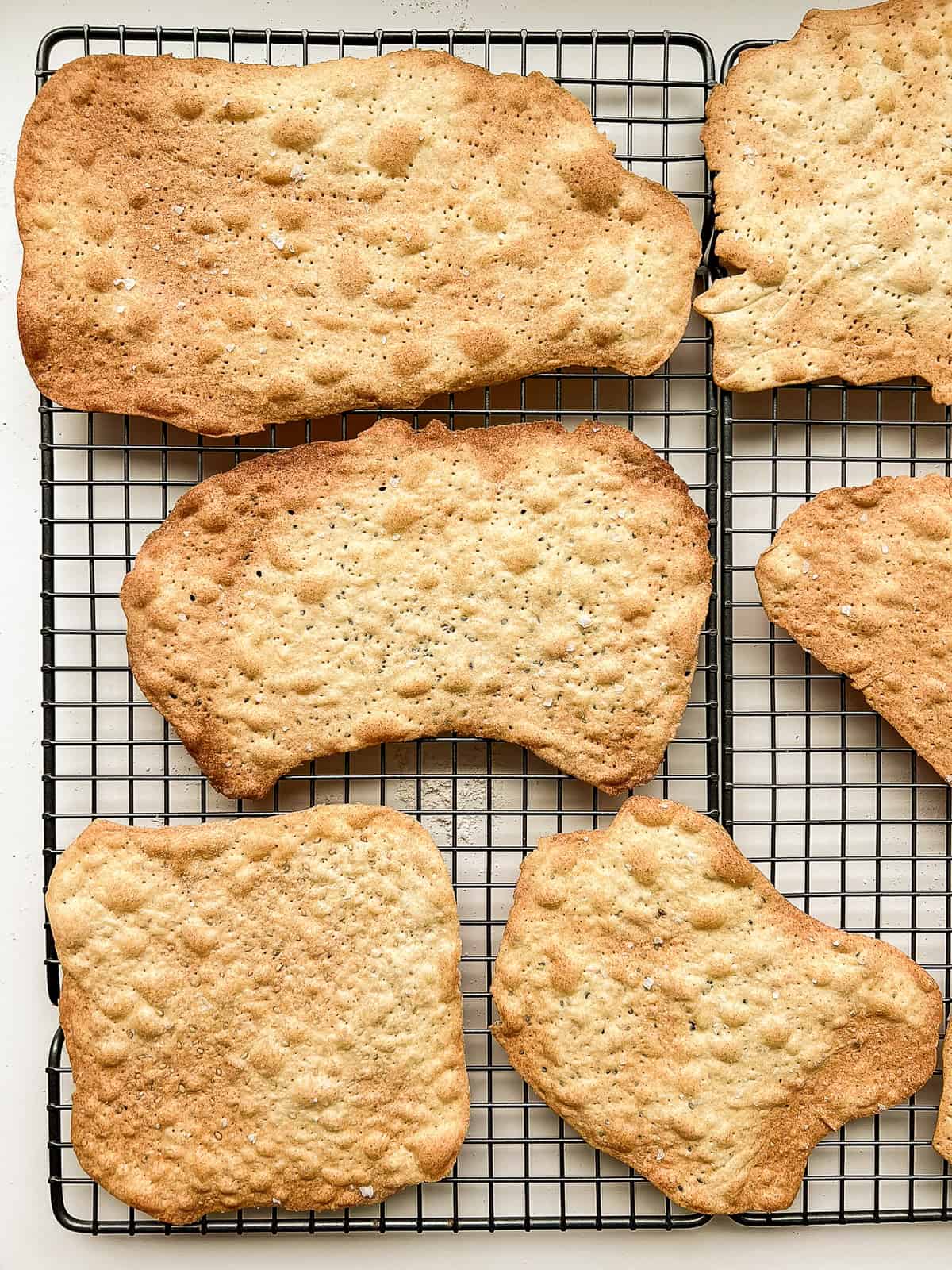 A rack of just baked matzo.