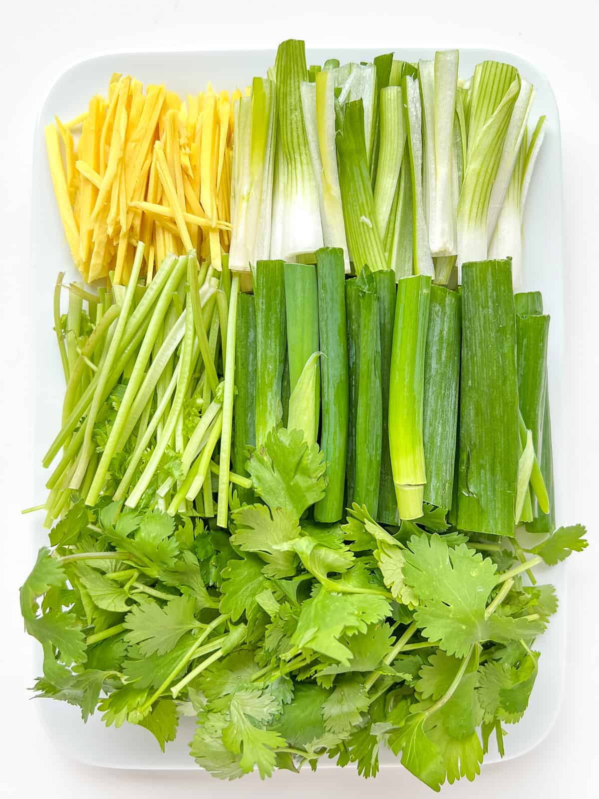 An image of all the vegetables used in this recipe, cut in size and ready to cook.