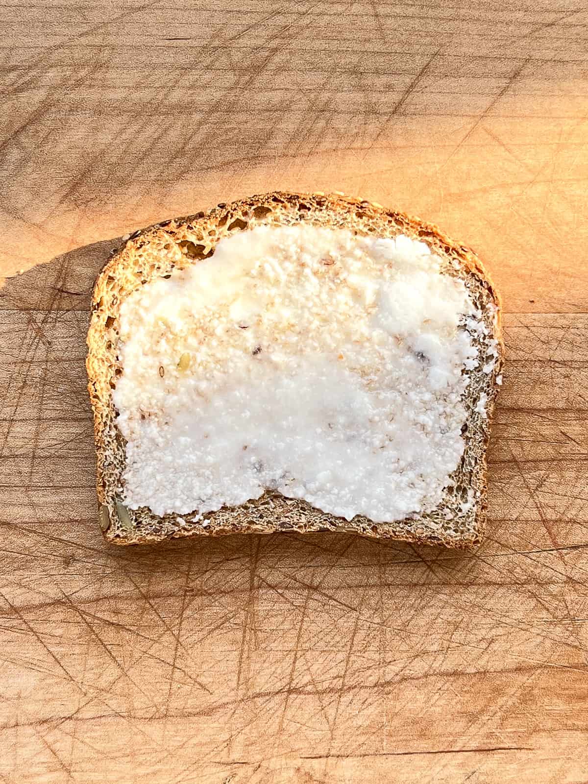 An image of coconut butter spread on toast.