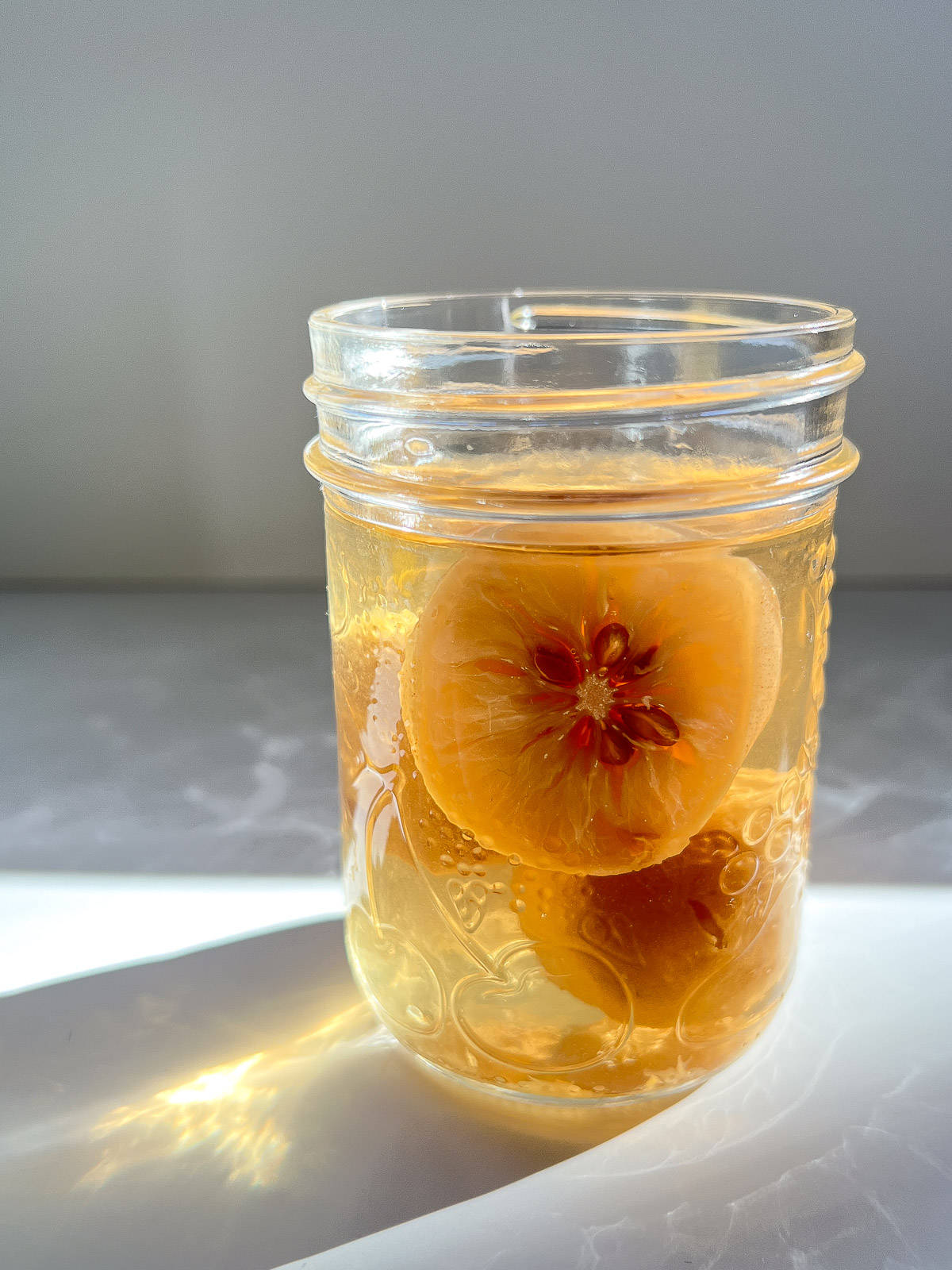 Preserved lemons in a jar.