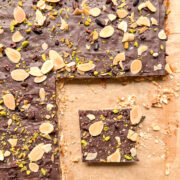 A sheet of Nutty Toffee Matzo Crunch cut into sections.